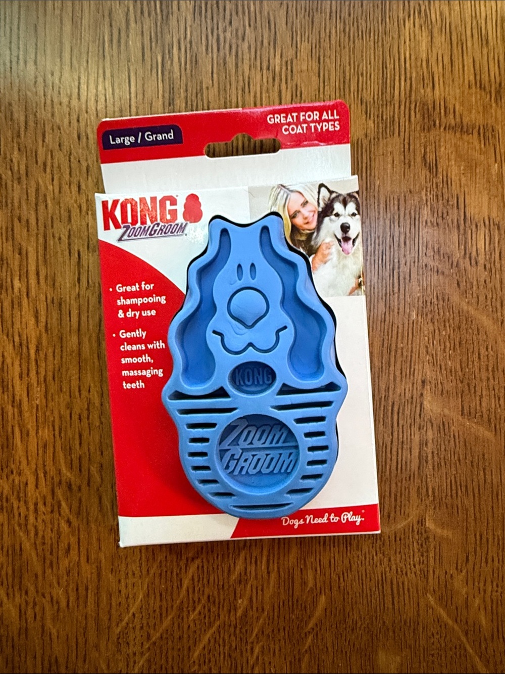 🆕 KONG Blue ZoomGroom Pet Bathing & Massage Brush 🆕
